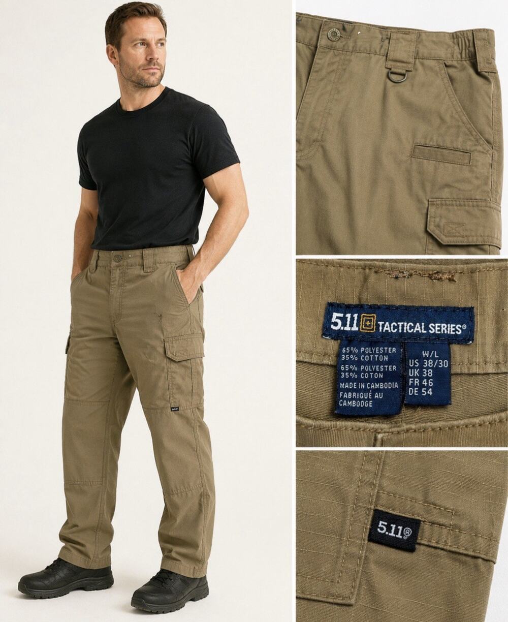 Gorpcore 5.11 Tactical Men's Cargo Hiking Pants Size 38 Khaki Ripstop Utility